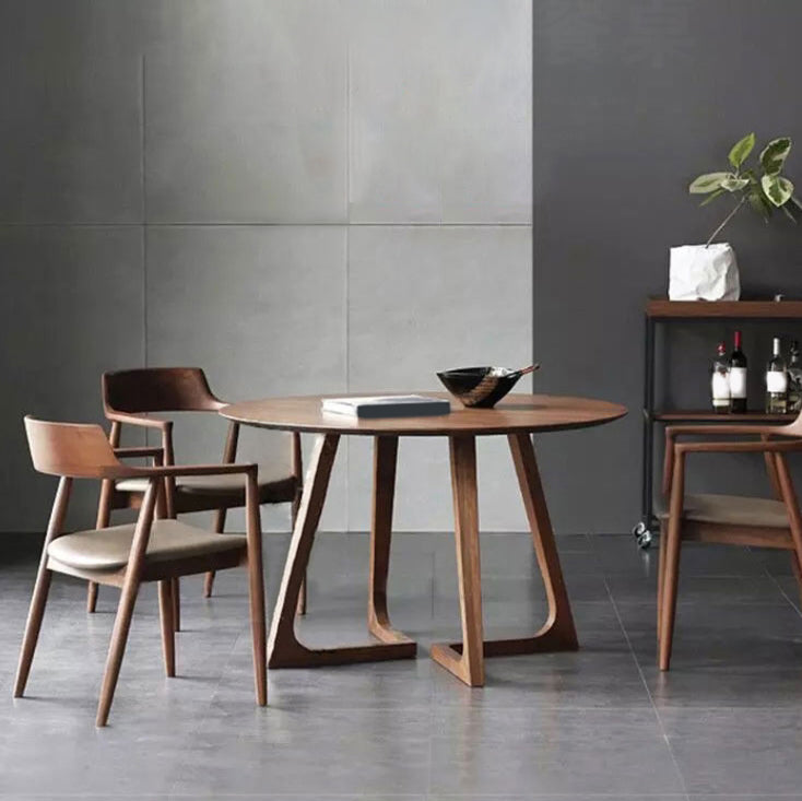 丸いダイニングルームテーブルセット1/2/4ピースモダンなソリッドウッドダイニングルームとアームチェア