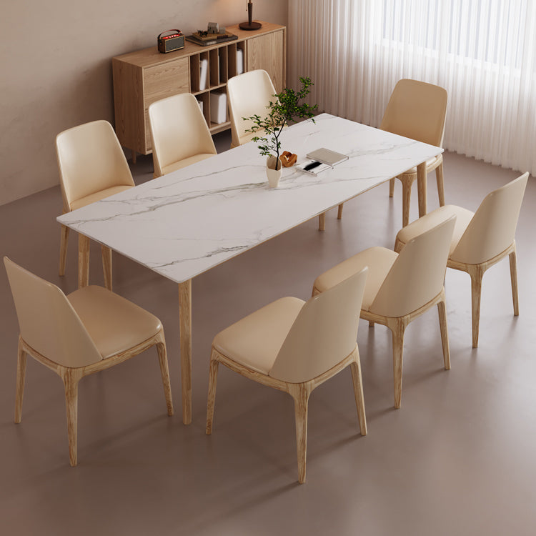 Rectangle Dining Table Set 1/2/6/7/9 Pieces Modern Sintered Stone Table Armless Chairs 9 Pieces: Table, 8 Chairs Clearhalo 'Dining Room Sets' 'Dining Tables & Seating' 'dining_room_set' 'furn' 'furn_dining_room_set' 'Furniture' 'Kitchen & Dining Furniture' 6184016