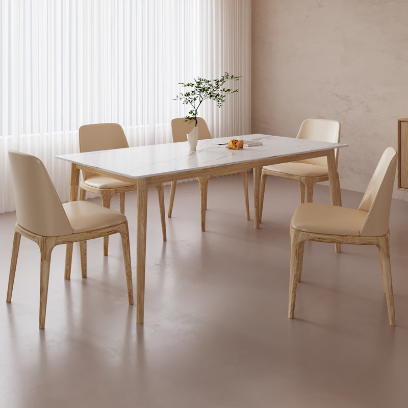Rectangle Dining Table Set 1/2/6/7/9 Pieces Modern Sintered Stone Table Armless Chairs Clearhalo 'Dining Room Sets' 'Dining Tables & Seating' 'dining_room_set' 'furn' 'furn_dining_room_set' 'Furniture' 'Kitchen & Dining Furniture' 6184018