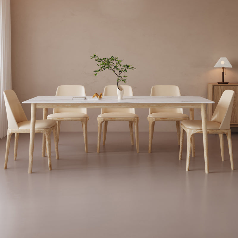 Rectangle Dining Table Set 1/2/6/7/9 Pieces Modern Sintered Stone Table Armless Chairs 6 Pieces: Table, 5 Chairs Clearhalo 'Dining Room Sets' 'Dining Tables & Seating' 'dining_room_set' 'furn' 'furn_dining_room_set' 'Furniture' 'Kitchen & Dining Furniture' 6184019