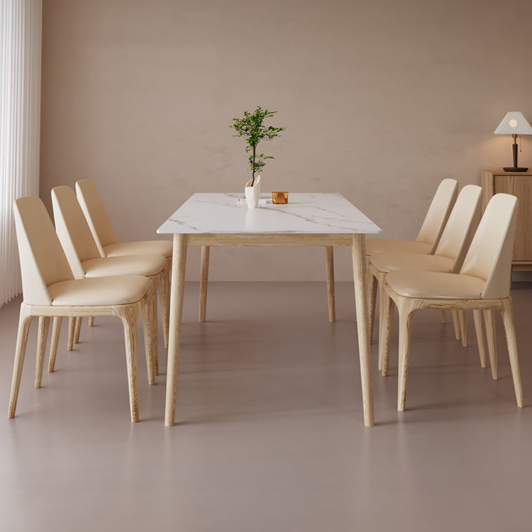 Rectangle Dining Table Set 1/2/6/7/9 Pieces Modern Sintered Stone Table Armless Chairs 7 Pieces: Table, 6 Chairs Clearhalo 'Dining Room Sets' 'Dining Tables & Seating' 'dining_room_set' 'furn' 'furn_dining_room_set' 'Furniture' 'Kitchen & Dining Furniture' 6184020