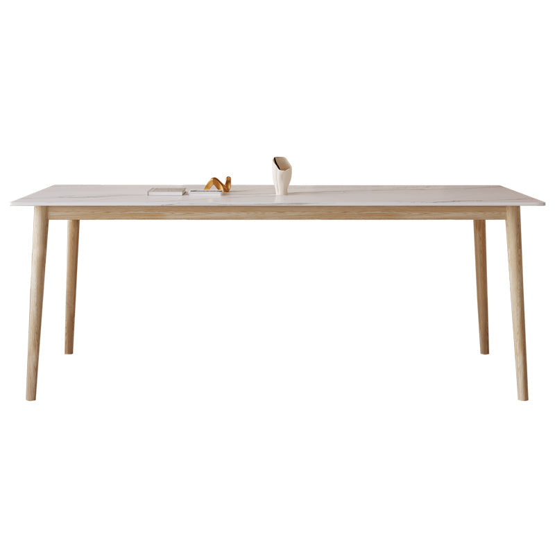Rectangle Dining Table Set 1/2/6/7/9 Pieces Modern Sintered Stone Table Armless Chairs White 63"L x 31.5"W Clearhalo 'Dining Room Sets' 'Dining Tables & Seating' 'dining_room_set' 'furn' 'furn_dining_room_set' 'Furniture' 'Kitchen & Dining Furniture' 6184021