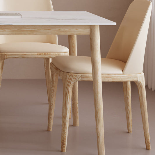 長方形のダイニングテーブルセット1/2/6/7/9ピースモダンな焼結石のテーブルアームレスチェア