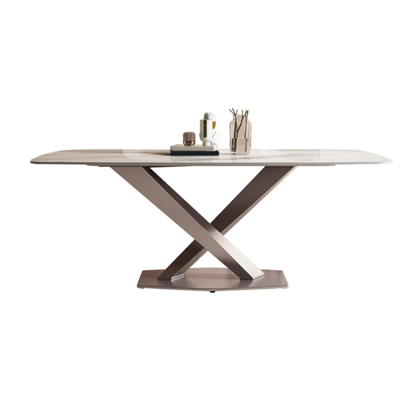 Sintered Stone Dining Table Sets 1/2/4/5/7 Pieces Modern Table Fuax Leather Chairs White 79"L x 39"W Clearhalo 'Dining Room Sets' 'Dining Tables & Seating' 'dining_room_set' 'furn' 'furn_dining_room_set' 'Furniture' 'Kitchen & Dining Furniture' 6184053