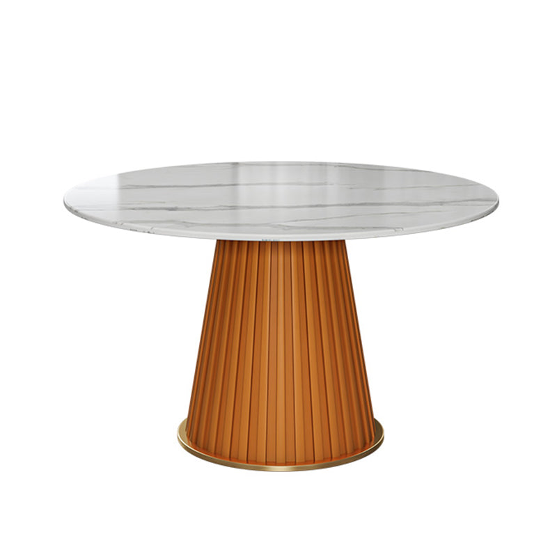 焼結石ダイニングテーブルセット1/3/5/7ピースラウンドダイニングテーブルフェイクレザーチェア