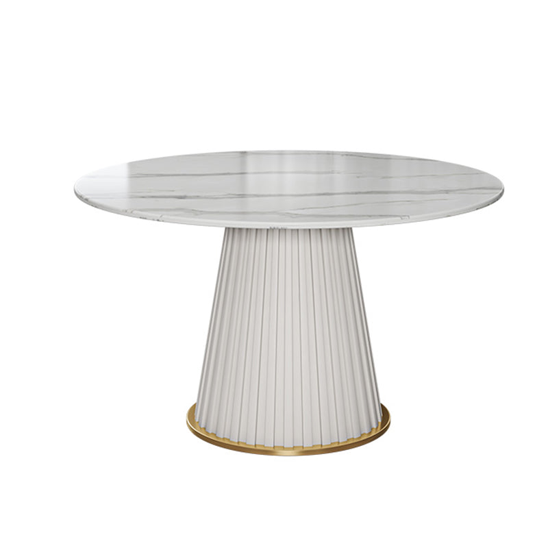 焼結石ダイニングテーブルセット1/3/5/7ピースラウンドダイニングテーブルフェイクレザーチェア