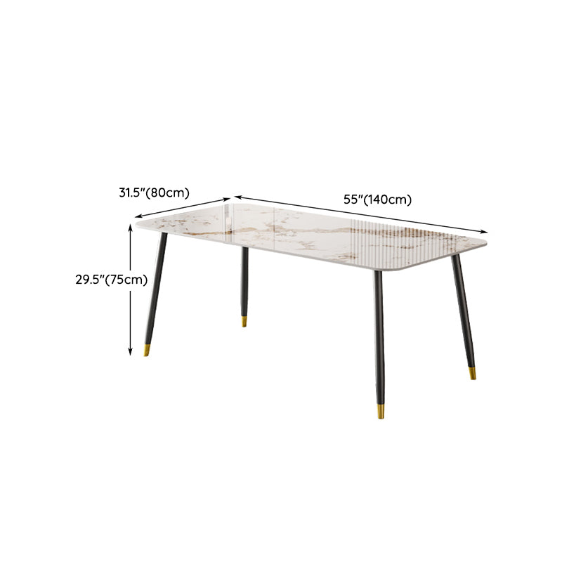 Juego de muebles de comedor nórdicos, mesa rectangular de piedra sinterizada, sillas sin brazos, 1/2/5/7 piezas