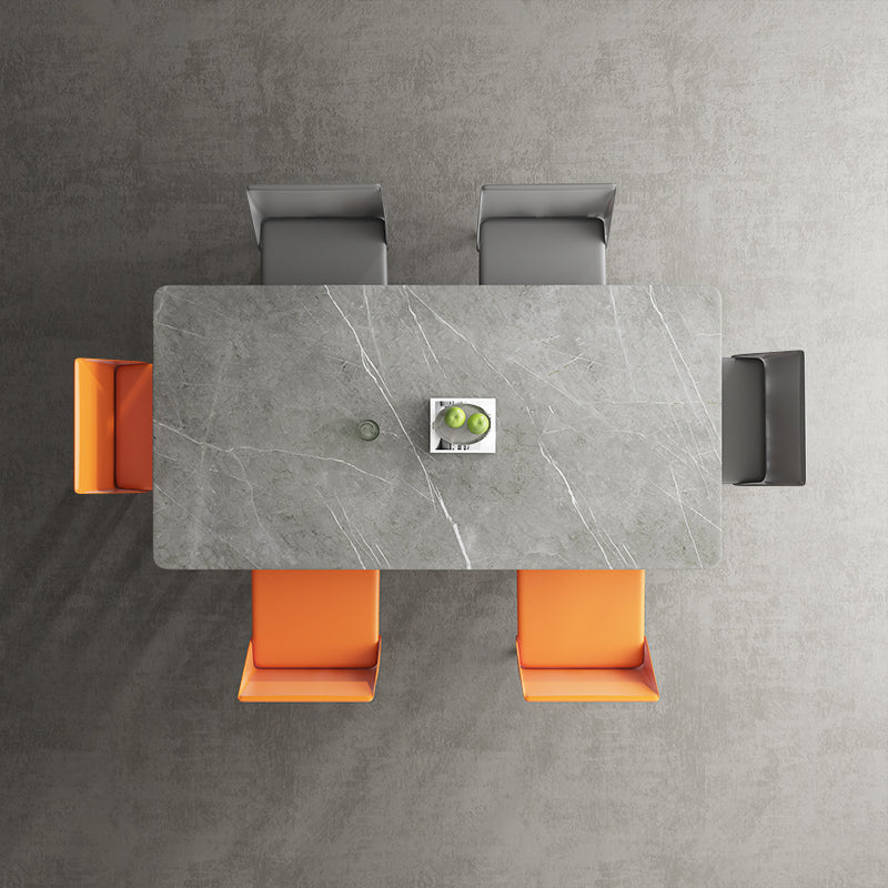 1/4/5/7 stukken eetmeubilair set moderne gesinterde stenen tafel en faux lederen stoelen