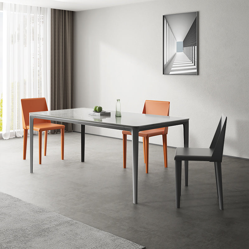 1/4/5/7 stukken eetmeubilair set moderne gesinterde stenen tafel en faux lederen stoelen