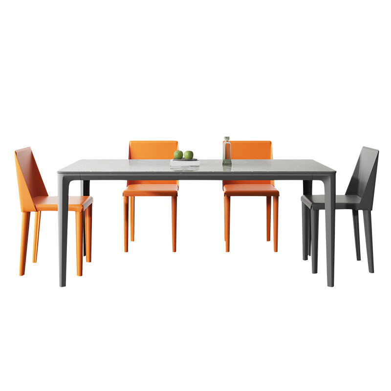 1/4/5/7 stukken eetmeubilair set moderne gesinterde stenen tafel en faux lederen stoelen
