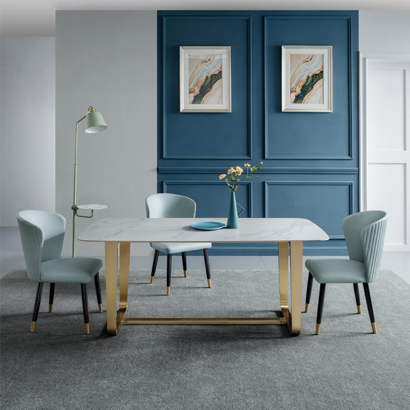 1/4/5/6 pièces Nordic Dining Room Set Table à manger en pierre fritté et fausses chaises en cuir