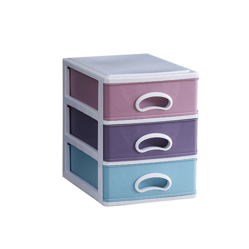 Plastic Contemporary File Cabinet Vertical File Cabinet with Drawers 9.8"L x 13.4"W x 12.2"H Light Purple Clearhalo 'Filing Cabinets' 'filling_cabinets' 'furn' 'furn_filling_cabinets' 'Furniture' 'Office Furniture' 6184167