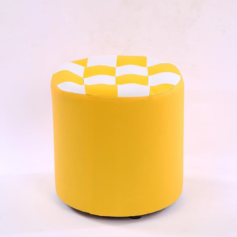 Contemporary Pouf Ottoman Faux Leather Upholstered Tufted Square Pattern Round Ottoman Yellow 1 Piece Clearhalo 'furn' 'furn_ottomans_poufs' 'Furniture' 'Living Room Furniture' 'Ottomans & Poufs' 'ottomans_poufs' 6184214