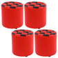 Contemporary Pouf Ottoman Faux Leather Upholstered Tufted Square Pattern Round Ottoman Black-Red 4 Piece Set Clearhalo 'furn' 'furn_ottomans_poufs' 'Furniture' 'Living Room Furniture' 'Ottomans & Poufs' 'ottomans_poufs' 6184237