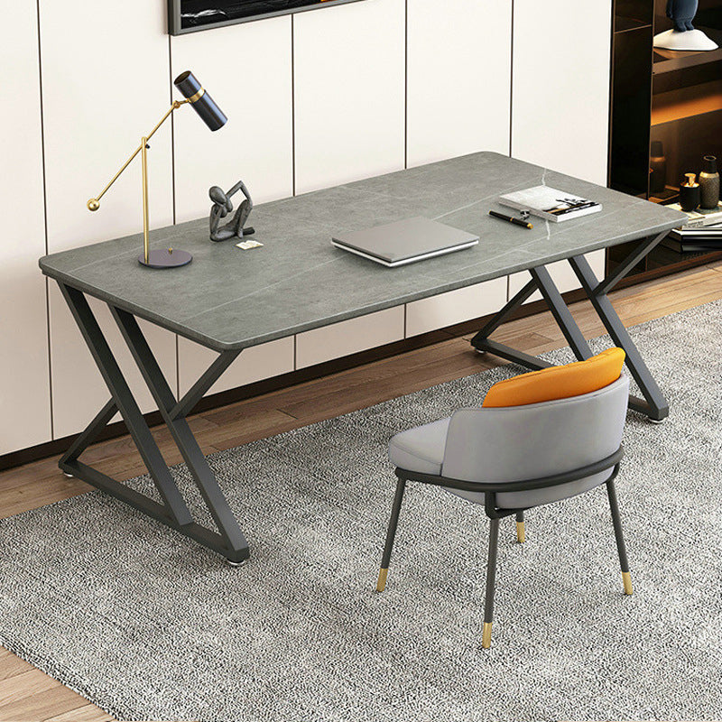 Bureau de bureau gris incurvé moderne 31,5 "de large trestle de bureau d'écriture