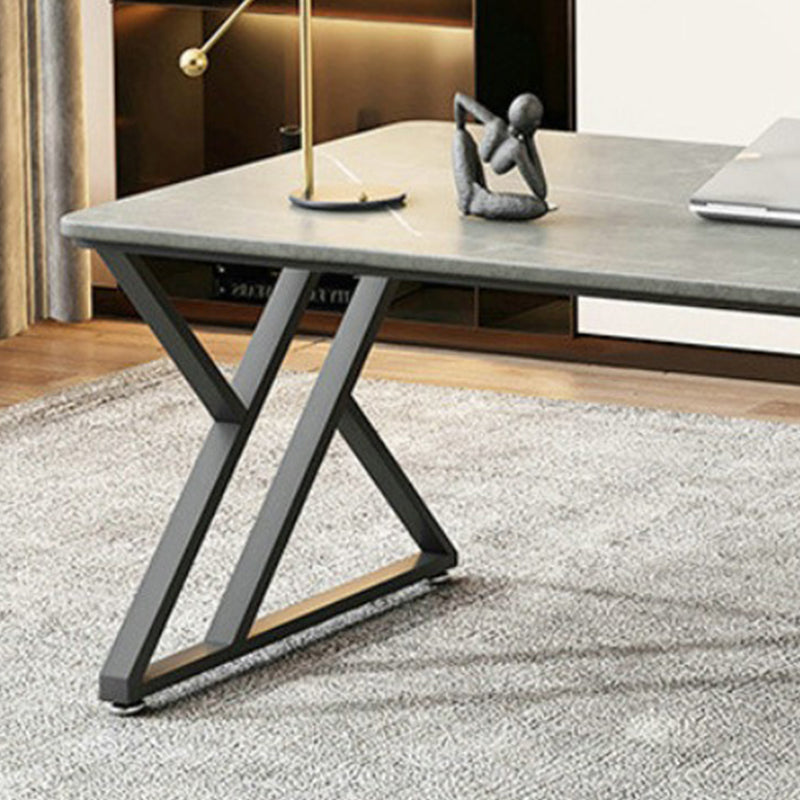 Bureau de bureau gris incurvé moderne 31,5 "de large trestle de bureau d'écriture