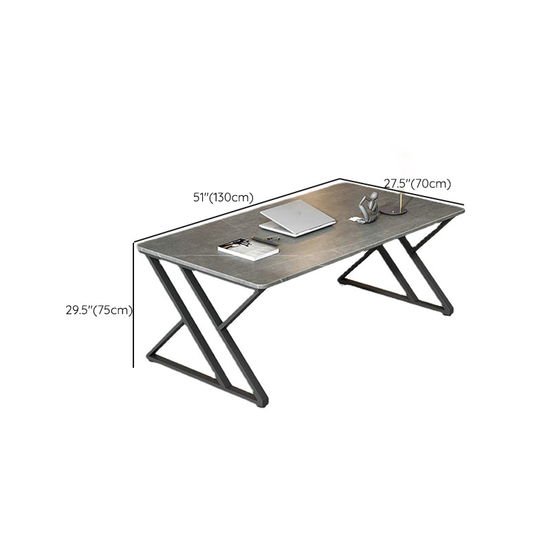 Bureau de bureau gris incurvé moderne 31,5 "de large trestle de bureau d'écriture