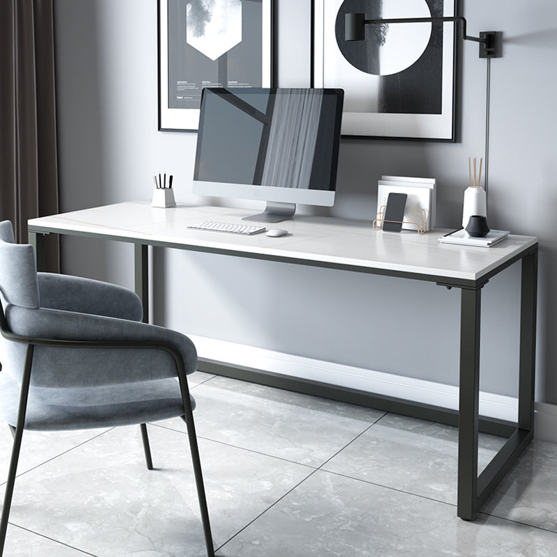 Industrial Grey Writing Desk Marble Office Desk with Metal Legs 51.2"L x 27.6"W x 29.5"H Clearhalo 'furn' 'furn_office_desk' 'Furniture' 'Office Desks' 'Office Furniture' 'office_desk' 6184364