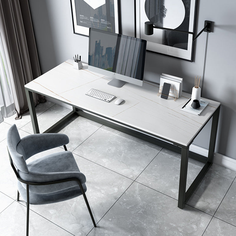 Industrial Grey Writing Desk Marble Office Desk with Metal Legs 47.2"L x 23.6"W x 29.5"H Clearhalo 'furn' 'furn_office_desk' 'Furniture' 'Office Desks' 'Office Furniture' 'office_desk' 6184365