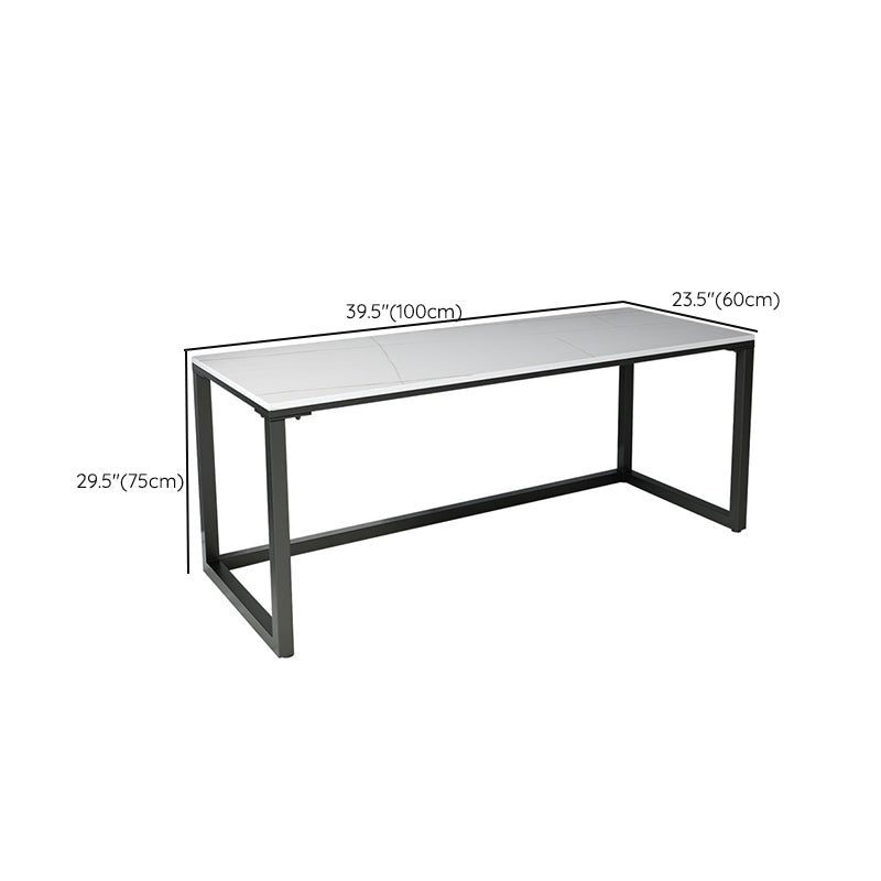 Industrial Grey Writing Desk Marble Office Desk with Metal Legs Clearhalo 'furn' 'furn_office_desk' 'Furniture' 'Office Desks' 'Office Furniture' 'office_desk' 6184371