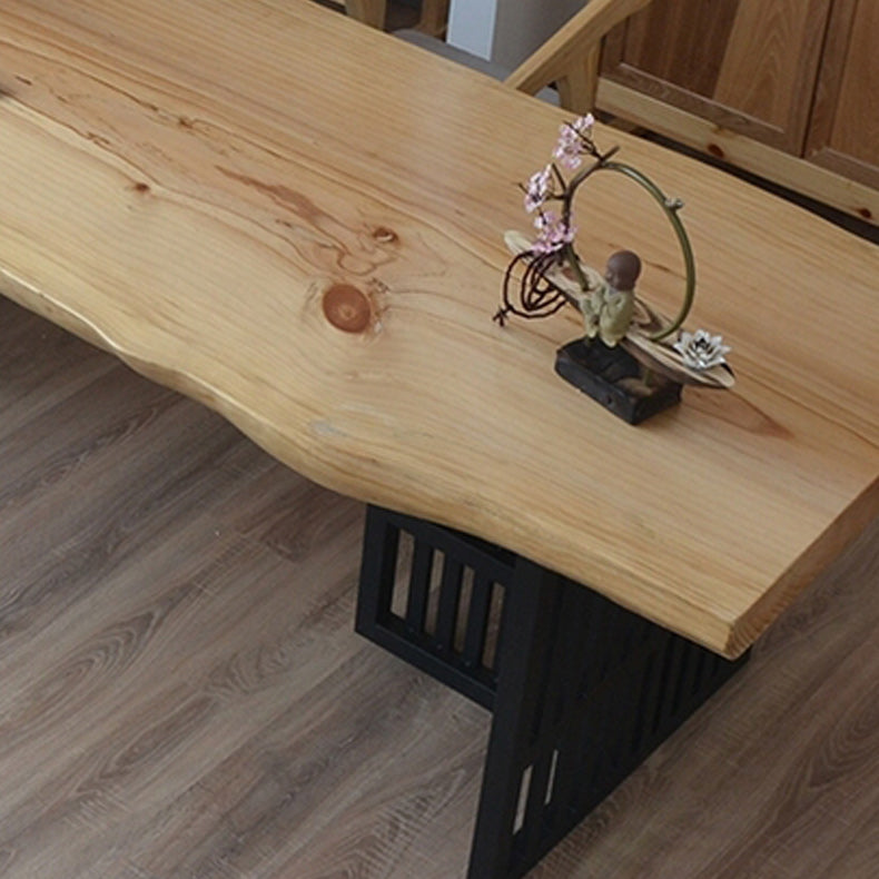 Pine and Metal Office Desk Natural Industrial Writing Desk Sled Clearhalo 'furn' 'furn_office_desk' 'Furniture' 'Office Desks' 'Office Furniture' 'office_desk' 6184398