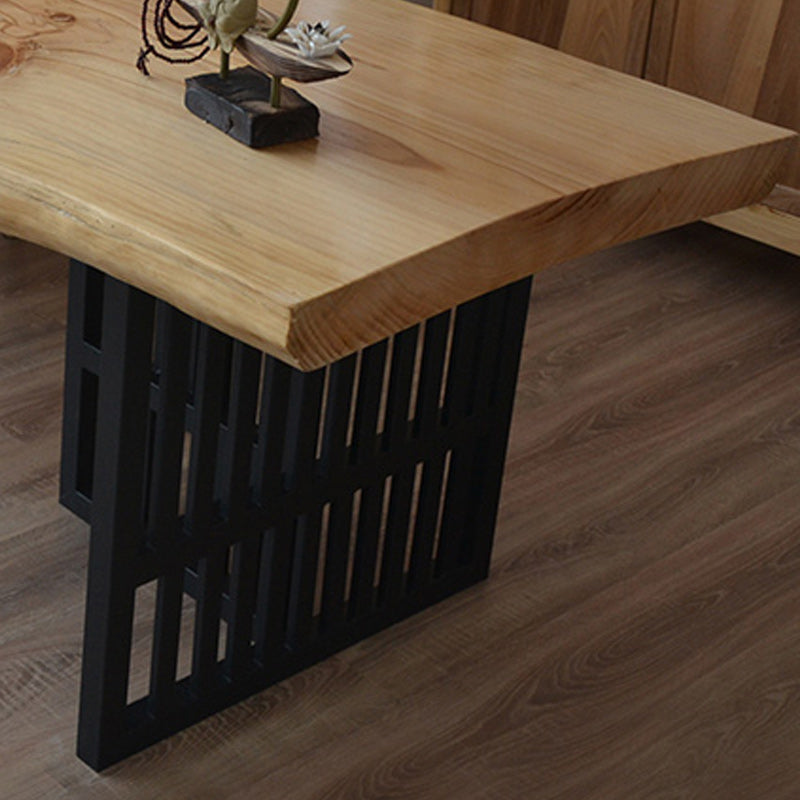 Pine and Metal Office Desk Natural Industrial Writing Desk Sled Clearhalo 'furn' 'furn_office_desk' 'Furniture' 'Office Desks' 'Office Furniture' 'office_desk' 6184399