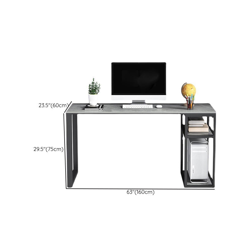 Grey Rectangular Computer Desk Industrial Office Desk with Storage Shelf Clearhalo 'furn' 'furn_office_desk' 'Furniture' 'Office Desks' 'Office Furniture' 'office_desk' 6184468