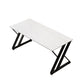 Contemporary Curved Writing Desk White Trestle Office Desk with Metal Legs