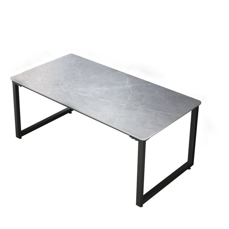 Pewter Rectangular Office Desk Stone and Metal Writing Desk Sled Clearhalo 'furn' 'furn_office_desk' 'Furniture' 'Office Desks' 'Office Furniture' 'office_desk' 6184490