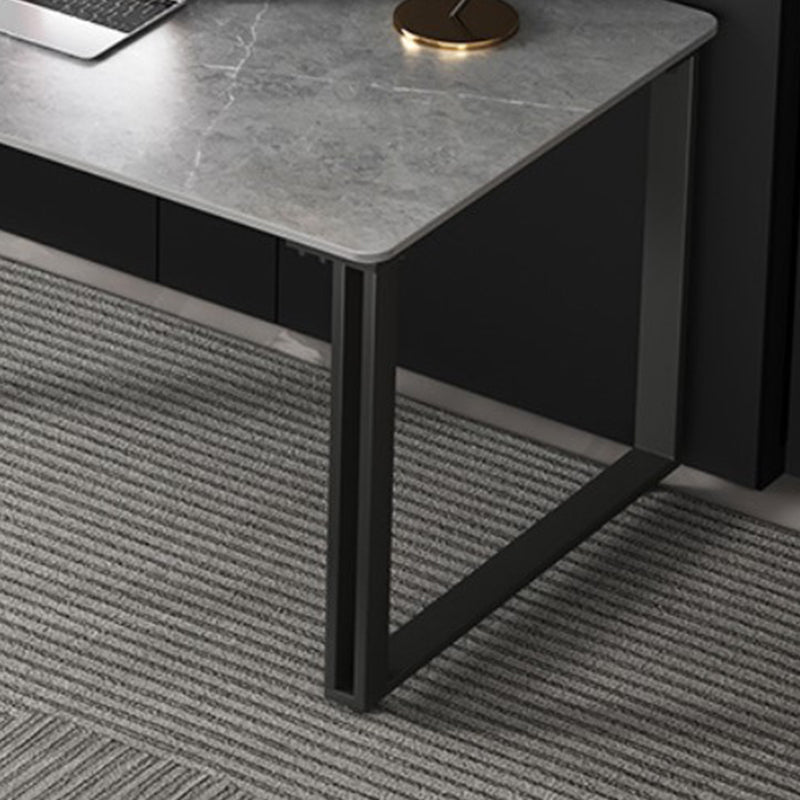 Pewter Rectangular Office Desk Stone and Metal Writing Desk Sled Clearhalo 'furn' 'furn_office_desk' 'Furniture' 'Office Desks' 'Office Furniture' 'office_desk' 6184492