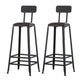 Industrial Brown Counter Stool Leather Square Stool with Black Metal Frame With Back 2 Piece Set Bar Stool(31"H) Clearhalo 'Bar Furniture' 'Bar Stools' 'bar_stools' 'furn' 'furn_bar_stools' 'Furniture' 'Kitchen & Dining Furniture' 6184545