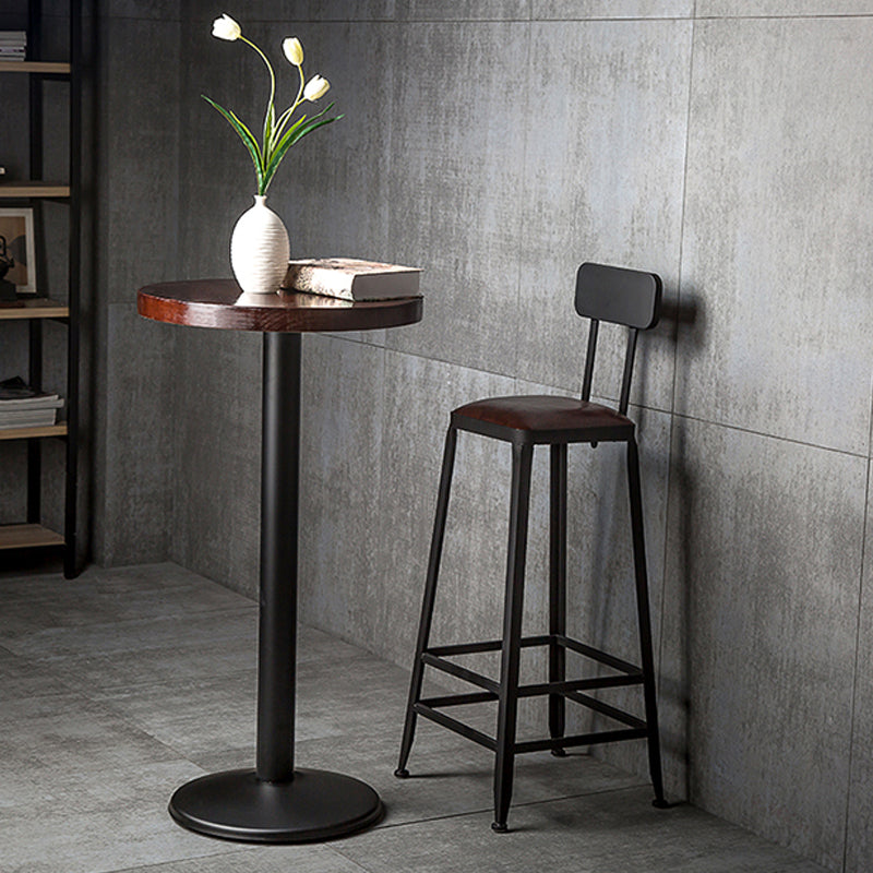 Industrial Brown Counter Stool Leather Square Stool with Black Metal Frame With Back 1 Piece Clearhalo 'Bar Furniture' 'Bar Stools' 'bar_stools' 'furn' 'furn_bar_stools' 'Furniture' 'Kitchen & Dining Furniture' 6184549