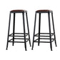 Industrial Brown Counter Stool Leather Square Stool with Black Metal Frame Backless 2 Piece Set Bar Stool(31"H) Clearhalo 'Bar Furniture' 'Bar Stools' 'bar_stools' 'furn' 'furn_bar_stools' 'Furniture' 'Kitchen & Dining Furniture' 6184555