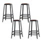 Industrial Brown Counter Stool Leather Square Stool with Black Metal Frame Backless 4 Piece Set Bar Stool(31"H) Clearhalo 'Bar Furniture' 'Bar Stools' 'bar_stools' 'furn' 'furn_bar_stools' 'Furniture' 'Kitchen & Dining Furniture' 6184557