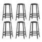 Industrial Brown Counter Stool Leather Square Stool with Black Metal Frame Backless 6 Piece Set Bar Stool(31"H) Clearhalo 'Bar Furniture' 'Bar Stools' 'bar_stools' 'furn' 'furn_bar_stools' 'Furniture' 'Kitchen & Dining Furniture' 6184558