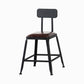 Industrial Brown Counter Stool Leather Square Stool with Black Metal Frame With Back 1 Piece Short Stool(18"H) Clearhalo 'Bar Furniture' 'Bar Stools' 'bar_stools' 'furn' 'furn_bar_stools' 'Furniture' 'Kitchen & Dining Furniture' 6184562