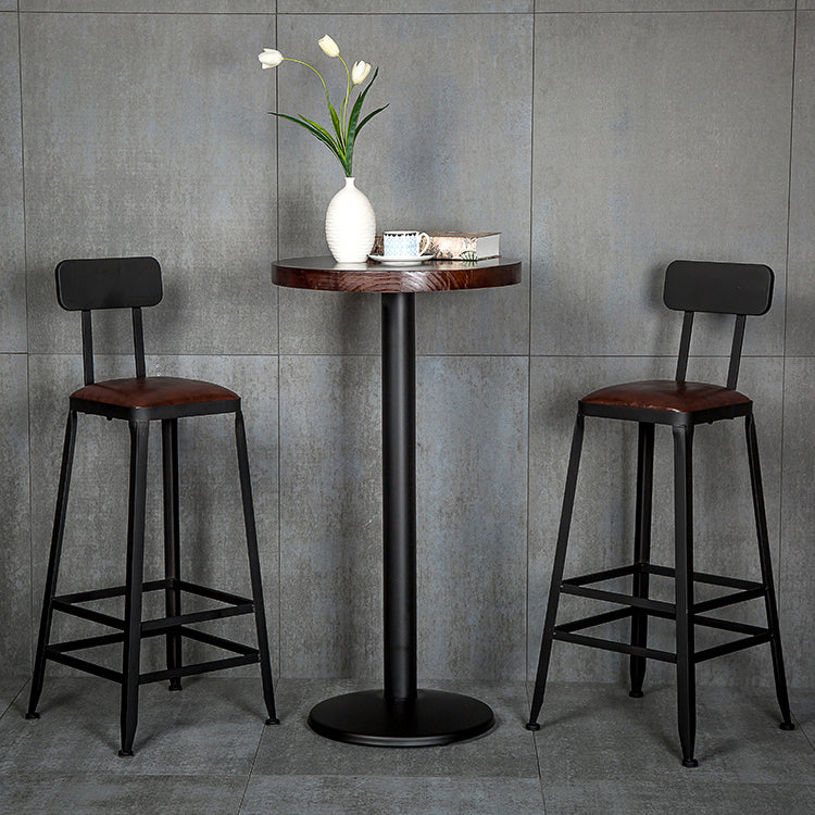 Industrial Brown Counter Stool Leather Square Stool with Black Metal Frame Clearhalo 'Bar Furniture' 'Bar Stools' 'bar_stools' 'furn' 'furn_bar_stools' 'Furniture' 'Kitchen & Dining Furniture' 6184563