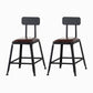 Industrial Brown Counter Stool Leather Square Stool with Black Metal Frame With Back 2 Piece Set Short Stool(18"H) Clearhalo 'Bar Furniture' 'Bar Stools' 'bar_stools' 'furn' 'furn_bar_stools' 'Furniture' 'Kitchen & Dining Furniture' 6184565