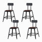 Industrial Brown Counter Stool Leather Square Stool with Black Metal Frame With Back 4 Piece Set Short Stool(18"H) Clearhalo 'Bar Furniture' 'Bar Stools' 'bar_stools' 'furn' 'furn_bar_stools' 'Furniture' 'Kitchen & Dining Furniture' 6184566