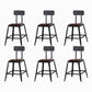 Industrial Brown Counter Stool Leather Square Stool with Black Metal Frame With Back 6 Piece Set Short Stool(18"H) Clearhalo 'Bar Furniture' 'Bar Stools' 'bar_stools' 'furn' 'furn_bar_stools' 'Furniture' 'Kitchen & Dining Furniture' 6184569