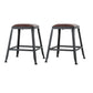 Industrial Brown Counter Stool Leather Square Stool with Black Metal Frame Backless 2 Piece Set Short Stool(18"H) Clearhalo 'Bar Furniture' 'Bar Stools' 'bar_stools' 'furn' 'furn_bar_stools' 'Furniture' 'Kitchen & Dining Furniture' 6184577