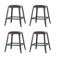Industrial Brown Counter Stool Leather Square Stool with Black Metal Frame Backless 4 Piece Set Short Stool(18"H) Clearhalo 'Bar Furniture' 'Bar Stools' 'bar_stools' 'furn' 'furn_bar_stools' 'Furniture' 'Kitchen & Dining Furniture' 6184578