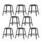 Industrial Brown Counter Stool Leather Square Stool with Black Metal Frame Backless 8 Piece Set Short Stool(18"H) Clearhalo 'Bar Furniture' 'Bar Stools' 'bar_stools' 'furn' 'furn_bar_stools' 'Furniture' 'Kitchen & Dining Furniture' 6184580
