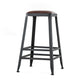 Industrial Brown Counter Stool Leather Square Stool with Black Metal Frame Backless 1 Piece Counter Stool(26"H) Clearhalo 'Bar Furniture' 'Bar Stools' 'bar_stools' 'furn' 'furn_bar_stools' 'Furniture' 'Kitchen & Dining Furniture' 6184581