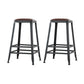 Industrial Brown Counter Stool Leather Square Stool with Black Metal Frame Backless 2 Piece Set Counter Stool(26"H) Clearhalo 'Bar Furniture' 'Bar Stools' 'bar_stools' 'furn' 'furn_bar_stools' 'Furniture' 'Kitchen & Dining Furniture' 6184582