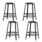 Industrial Brown Counter Stool Leather Square Stool with Black Metal Frame Backless 4 Piece Set Counter Stool(26"H) Clearhalo 'Bar Furniture' 'Bar Stools' 'bar_stools' 'furn' 'furn_bar_stools' 'Furniture' 'Kitchen & Dining Furniture' 6184583