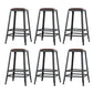 Industrial Brown Counter Stool Leather Square Stool with Black Metal Frame Backless 6 Piece Set Counter Stool(26"H) Clearhalo 'Bar Furniture' 'Bar Stools' 'bar_stools' 'furn' 'furn_bar_stools' 'Furniture' 'Kitchen & Dining Furniture' 6184584