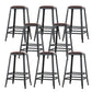 Industrial Brown Counter Stool Leather Square Stool with Black Metal Frame Backless 8 Piece Set Counter Stool(26"H) Clearhalo 'Bar Furniture' 'Bar Stools' 'bar_stools' 'furn' 'furn_bar_stools' 'Furniture' 'Kitchen & Dining Furniture' 6184585