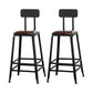 Industrial Brown Counter Stool Leather Square Stool with Black Metal Frame With Back 2 Piece Set Bar Stool(30"H) Clearhalo 'Bar Furniture' 'Bar Stools' 'bar_stools' 'furn' 'furn_bar_stools' 'Furniture' 'Kitchen & Dining Furniture' 6184586