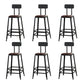 Industrial Brown Counter Stool Leather Square Stool with Black Metal Frame With Back 6 Piece Set Bar Stool(30"H) Clearhalo 'Bar Furniture' 'Bar Stools' 'bar_stools' 'furn' 'furn_bar_stools' 'Furniture' 'Kitchen & Dining Furniture' 6184588